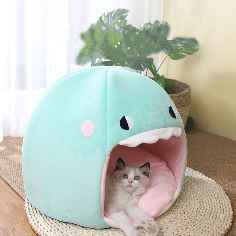 2022 New Shark Shape Design & Cellar Cat Tent House Comfy Bed for Kitten or Cats.