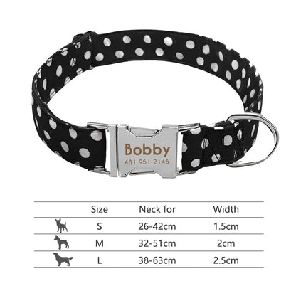 Collar de nailon personalizado para perros - Etiqueta de identificación grabada con placa reflectante para perros pequeños, medianos y grandes 