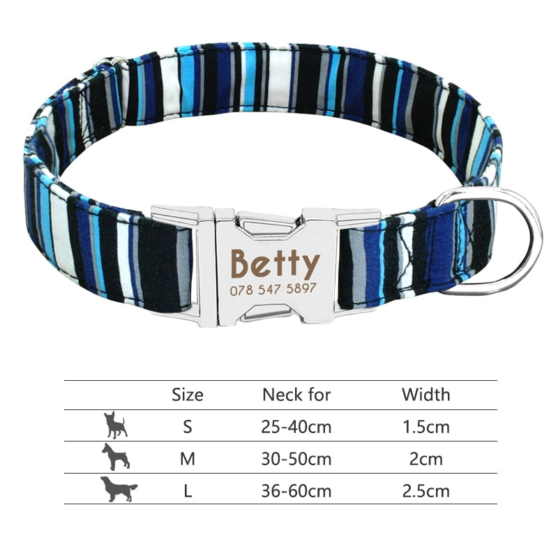 Nylon Dog Personalized Collar -Engraved ID Tag Nameplate Reflective for Small, Medium, and Large Dogs