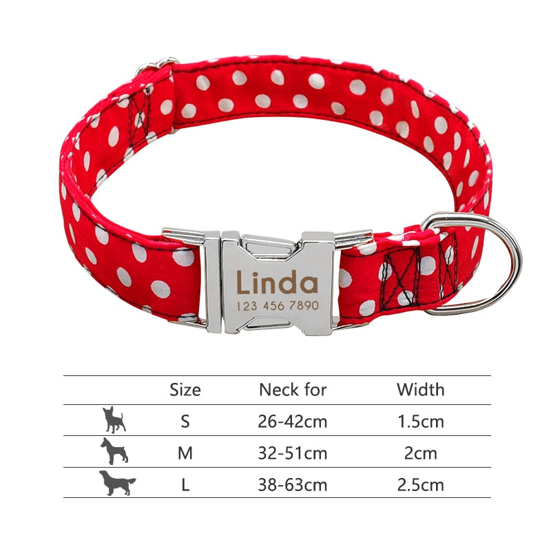 Nylon Dog Personalized Collar -Engraved ID Tag Nameplate Reflective for Small, Medium, and Large Dogs