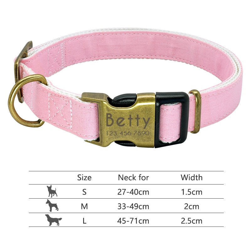 Collar de nailon personalizado para perros - Etiqueta de identificación grabada con placa reflectante para perros pequeños, medianos y grandes 