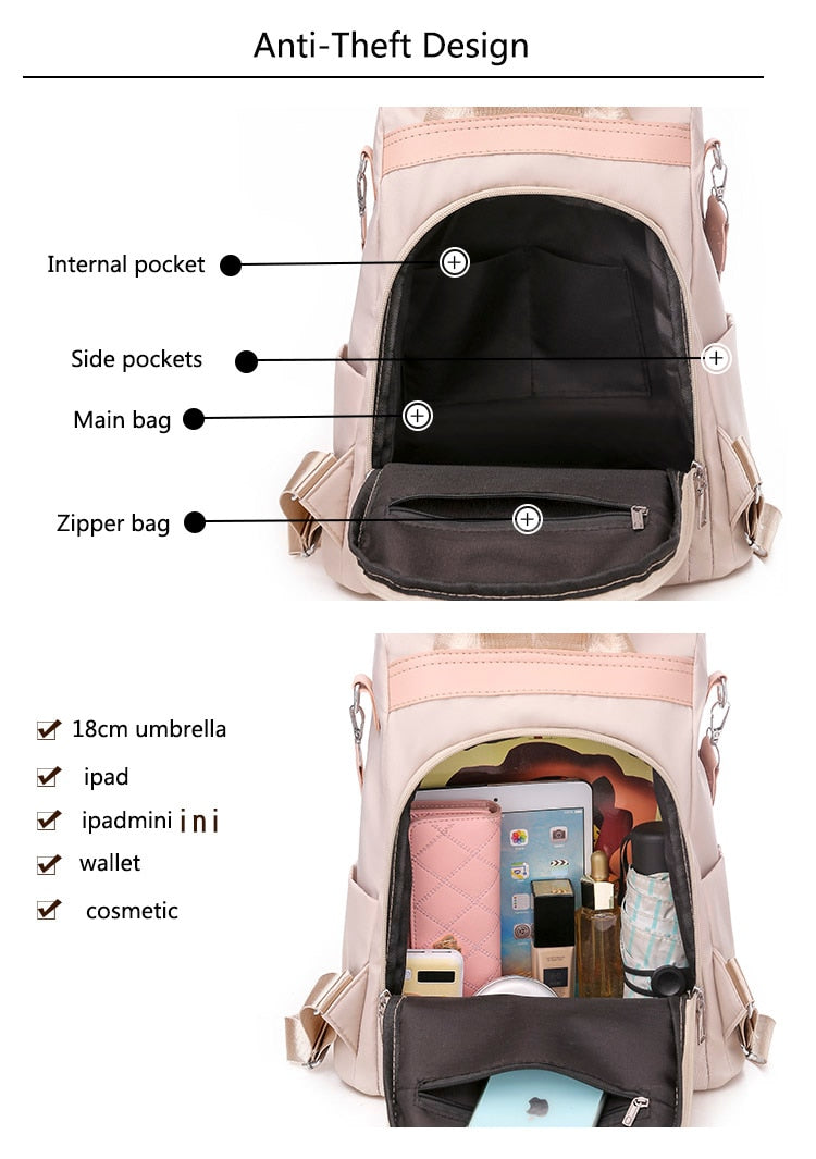 High Quality Women Fashion Anti-theft Waterproof Oxford Print Backpack