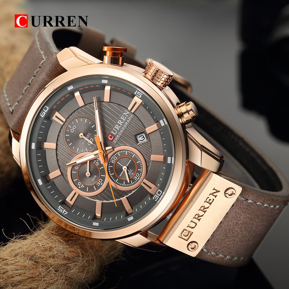 Relojes deportivos de lujo con cronógrafo de cuarzo y fecha de moda de la mejor marca CURREN para hombre 