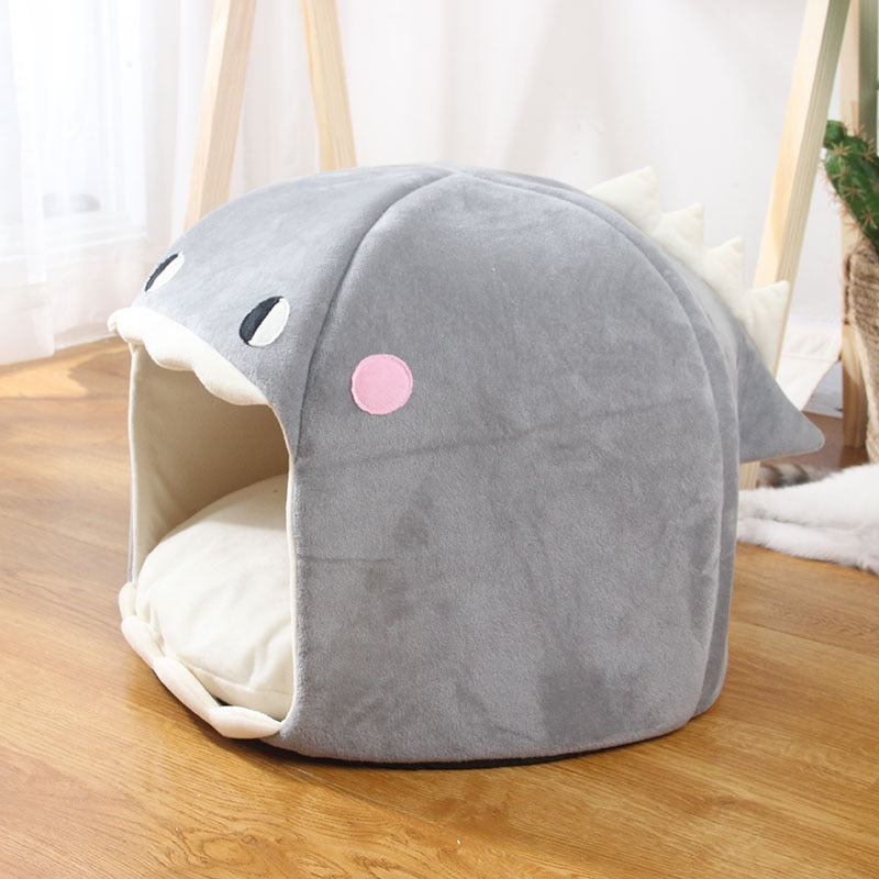 2022 New Shark Shape Design & Cellar Cat Tent House Comfy Bed for Kitten or Cats.