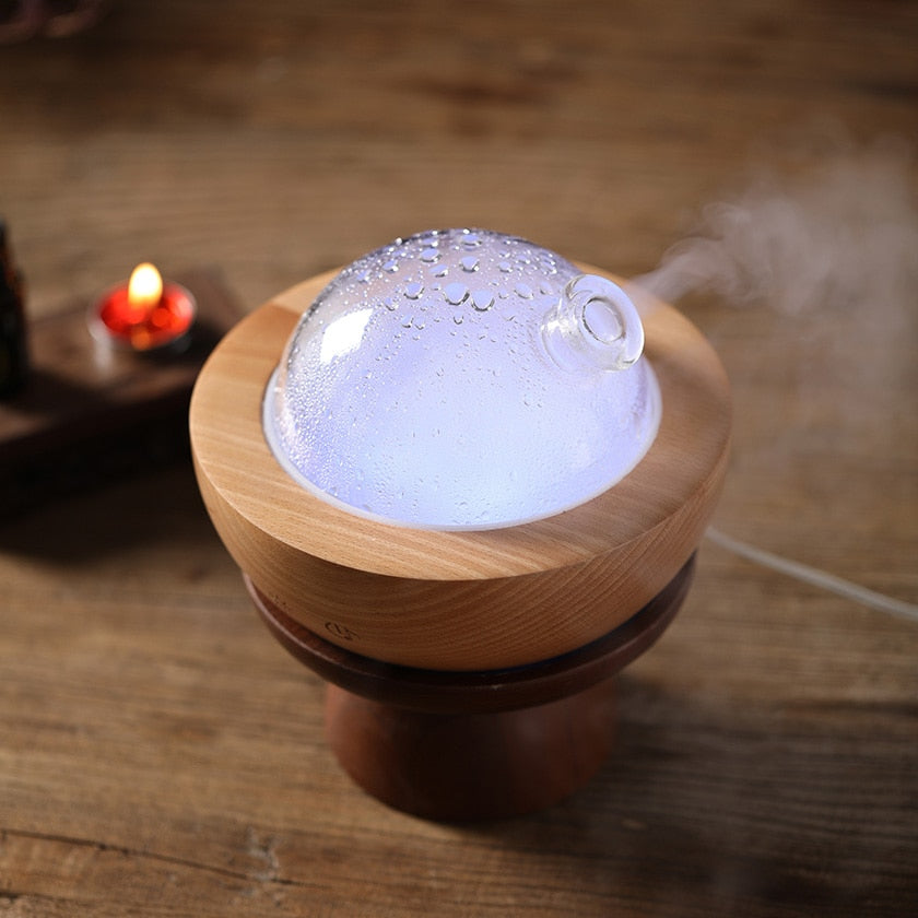 Humidificador difusor de aroma en aerosol de madera con Bluetooth de gran capacidad de 150 ml para el hogar 