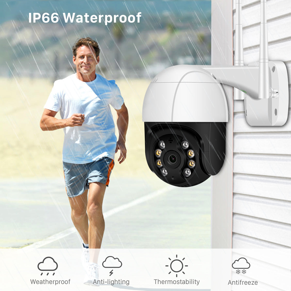 Outdoor 1080P PTZ WiFi IP Camera -4X Digital Zoom, AI Human Detect Wireless Camera, H.265 P2P Audio 2MP 3MP Security CCTV