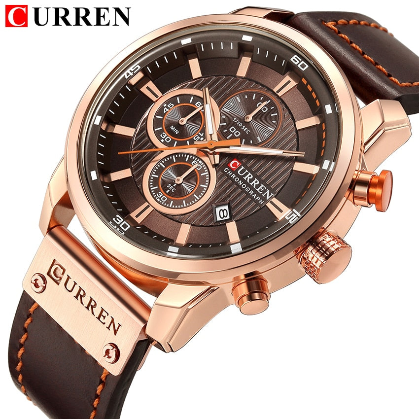 Relojes deportivos de lujo con cronógrafo de cuarzo y fecha de moda de la mejor marca CURREN para hombre 