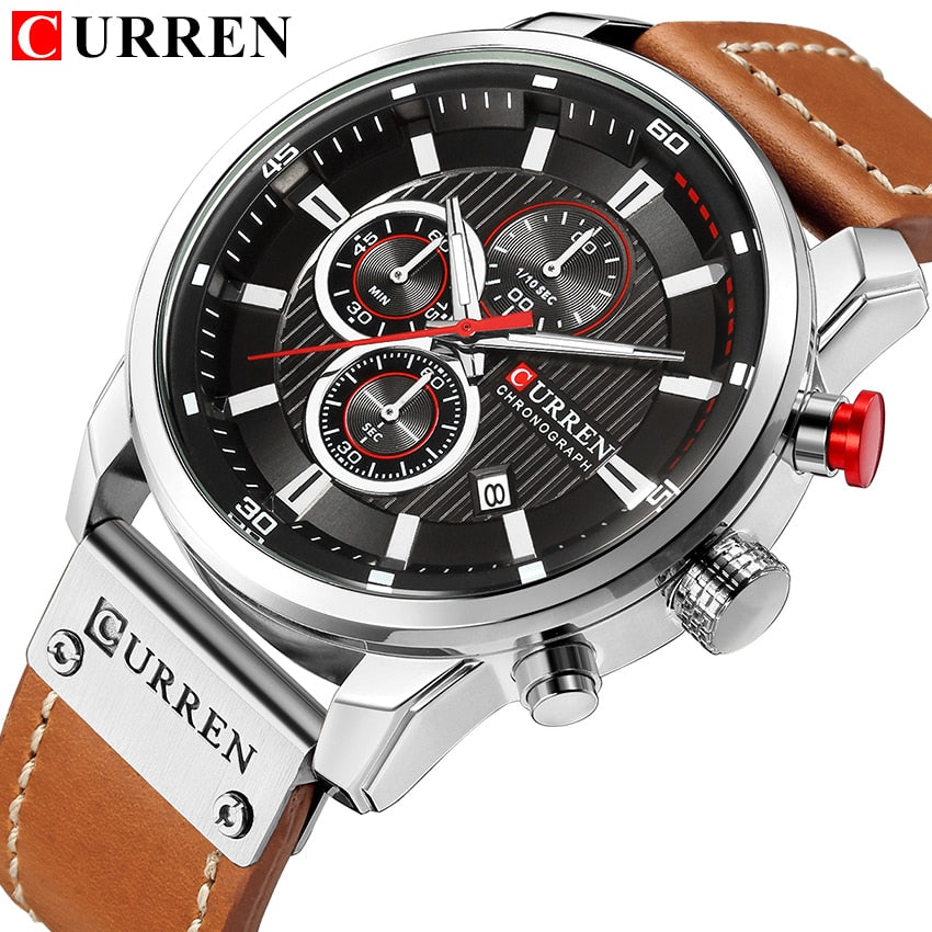 Relojes deportivos de lujo con cronógrafo de cuarzo y fecha de moda de la mejor marca CURREN para hombre 