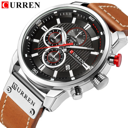 Relojes deportivos de lujo con cronógrafo de cuarzo y fecha de moda de la mejor marca CURREN para hombre 
