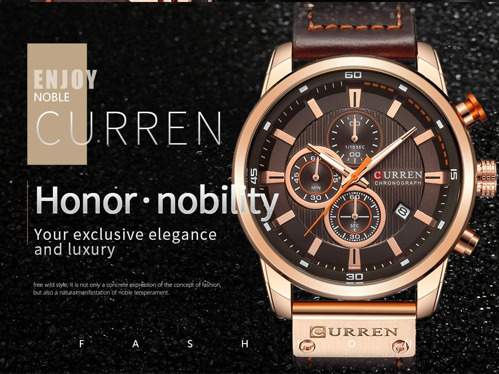 Relojes deportivos de lujo con cronógrafo de cuarzo y fecha de moda de la mejor marca CURREN para hombre 