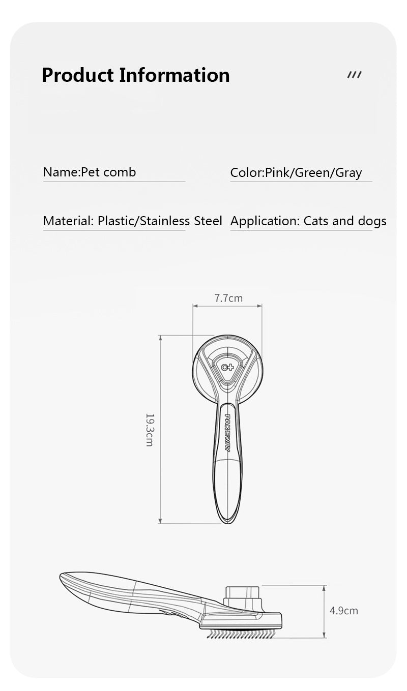 Cepillo peine para gatos Kimpets: diseñado de manera cómoda y ergonómica para limpiar el pelo suelto de su gato