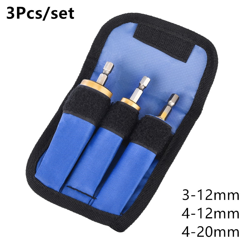 Juego de brocas (3-12 mm, 4-12 mm, 4-20 mm) Broca escalonada de ranura recta HSS con revestimiento de titanio para madera o metal