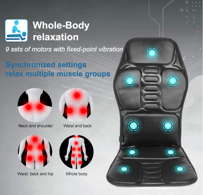Pain Relief Electric Back Massage Chair Cushion Heating Vibrator for Car, Home, or Office