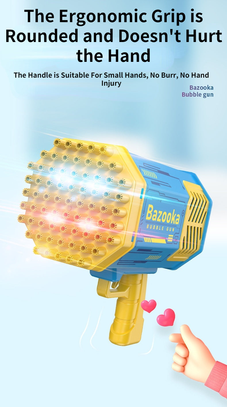 La increíble pistola de burbujas de jabón con forma de cohete de 69 agujeros y soplador automático con luz, juguetes para niños 
