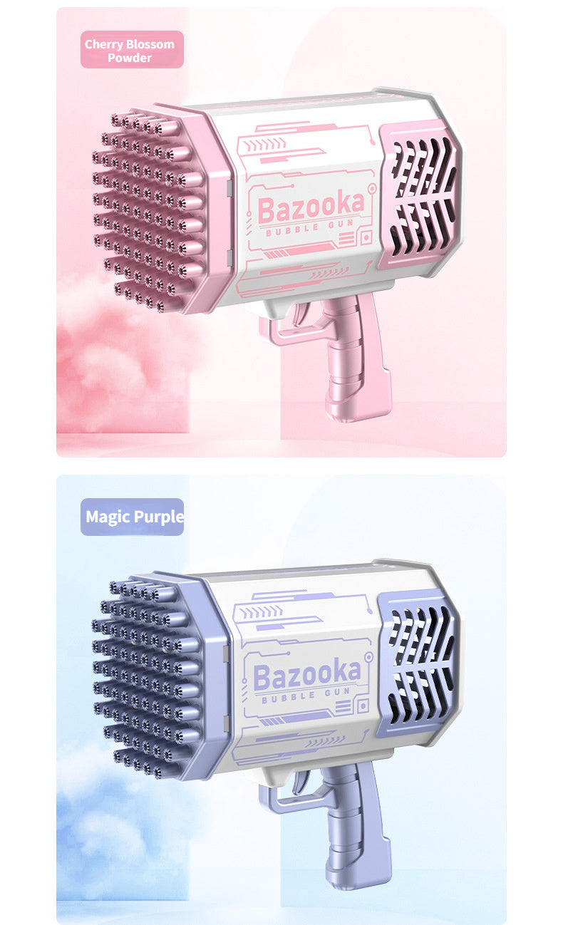 La increíble pistola de burbujas de jabón con forma de cohete de 69 agujeros y soplador automático con luz, juguetes para niños 