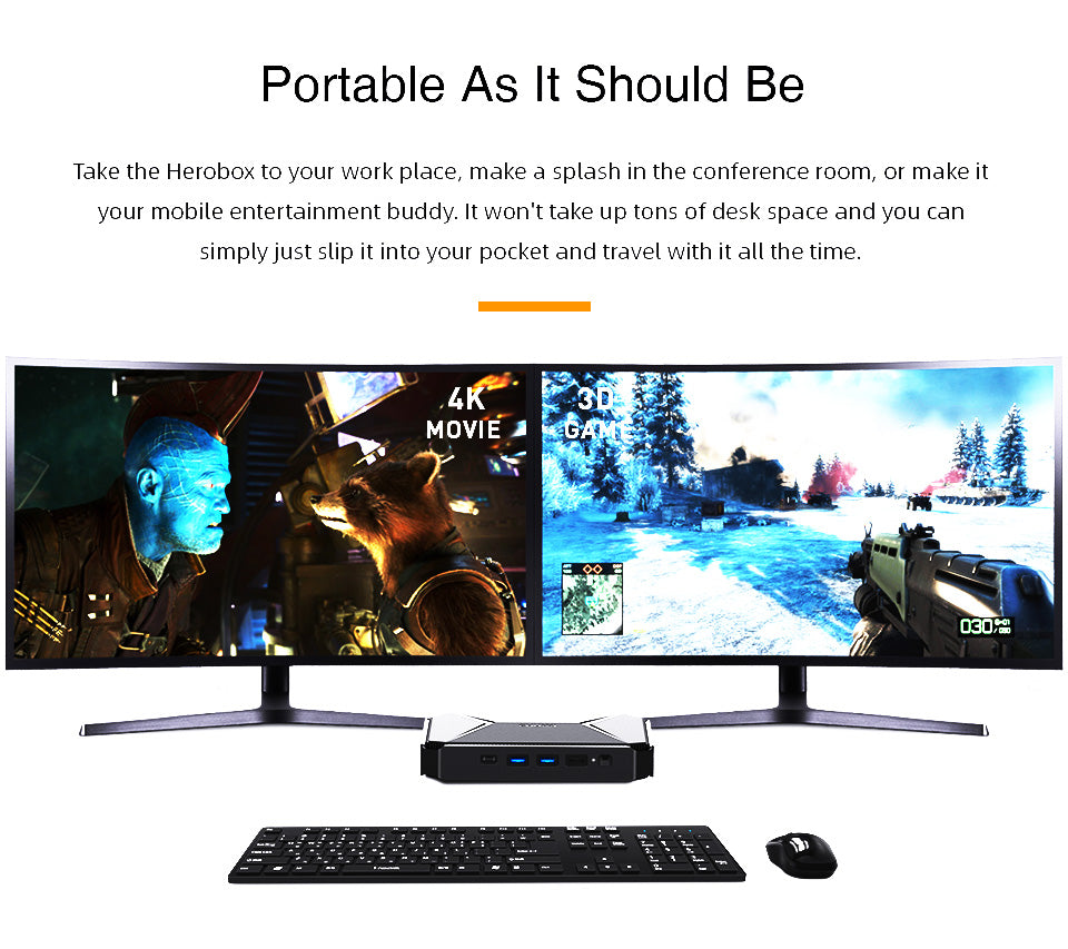 Mini PC CHUWI HeroBox Intel Celeron J4125 jusqu'à 2,7 GHz 8 Go de RAM 256 Go SSD Windows 10 Mini PC 