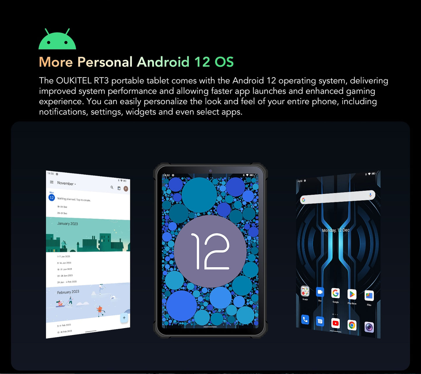 Tableta robusta Oukitel RT3 Mini de 8 pulgadas HD+ 5150 mAh 4 GB + 64 GB Android 12 Tablets Cámara de 16 MP Pad 