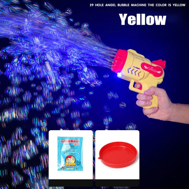 The Amazing 69-Holes Rocket Soap Bubble Gun Automatic Blower With Light Toys For Kids