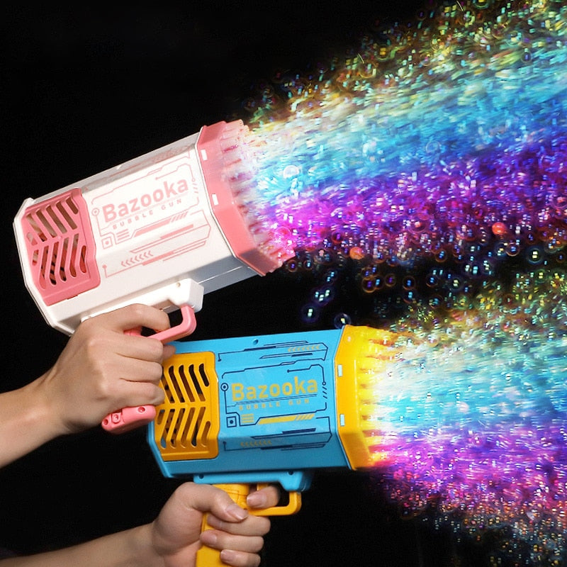 The Amazing 69-Holes Rocket Soap Bubble Gun Automatic Blower With Light Toys For Kids