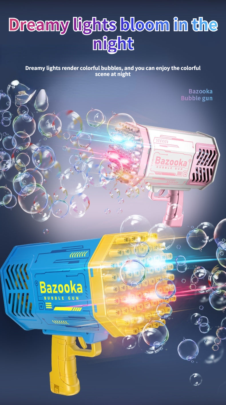 The Amazing 69-Holes Rocket Soap Bubble Gun Automatic Blower With Light Toys For Kids