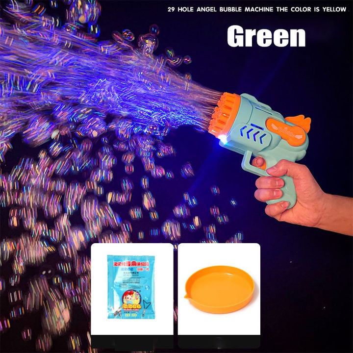 The Amazing 69-Holes Rocket Soap Bubble Gun Automatic Blower With Light Toys For Kids