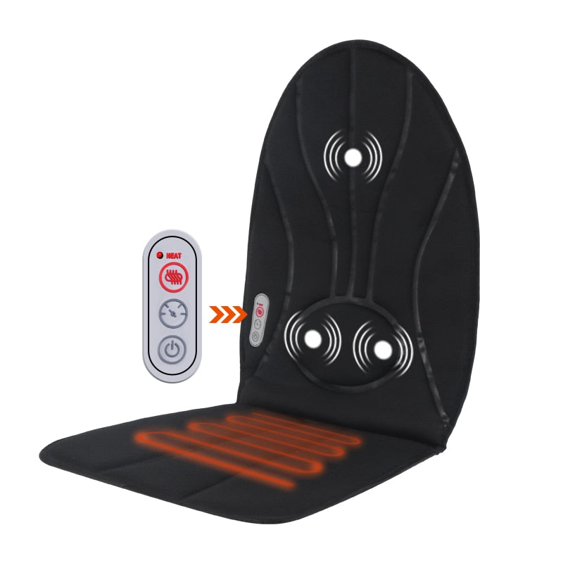 Pain Relief Electric Back Massage Chair Cushion Heating Vibrator for Car, Home, or Office